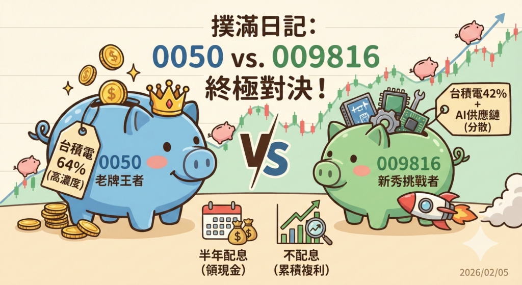 0050 與 009816 怎麼選？一張表看懂台積電比例與複利差異！