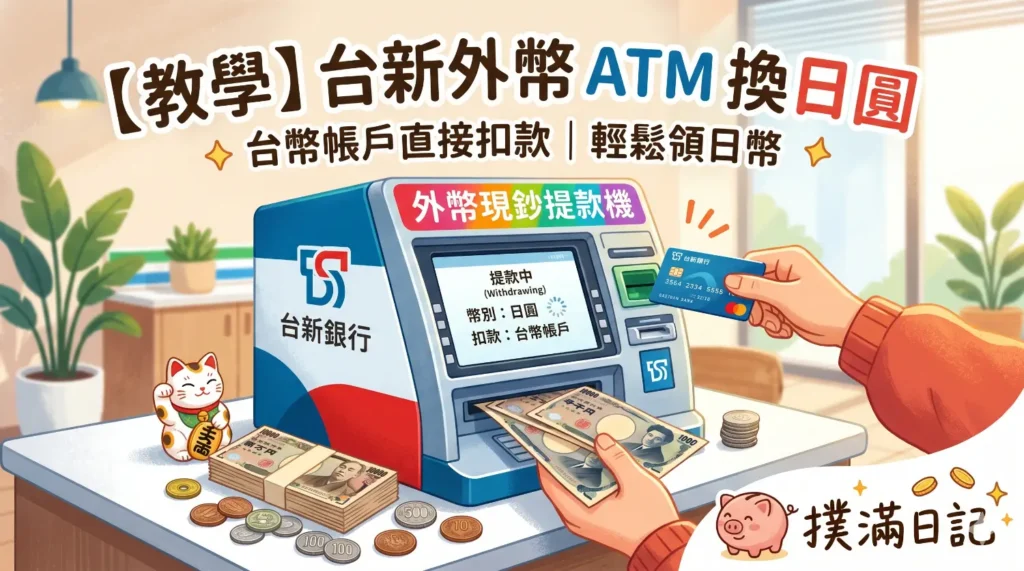 去日本免排隊！台新外幣 ATM 領日圓全攻略：台幣帳戶直接扣款、免手續費教學（加碼 $300 開戶禮）