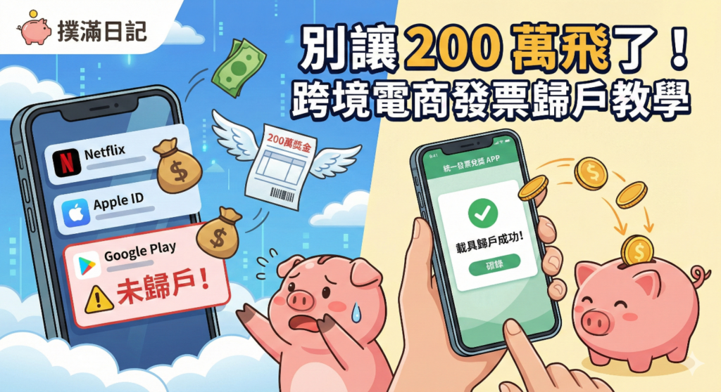 【理財教學】別讓 200 萬獎金飛了！跨境電商載具歸戶教學（Apple/Google/Netflix 發票必看）