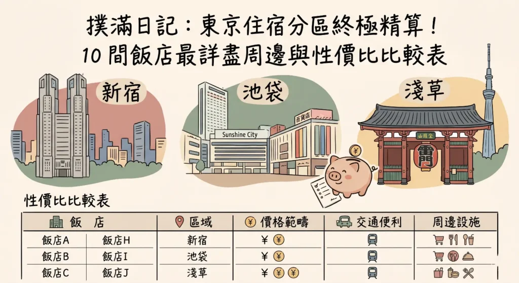 東京住宿分區終極精算！10 間飯店最詳盡周邊與 CP 值比較表