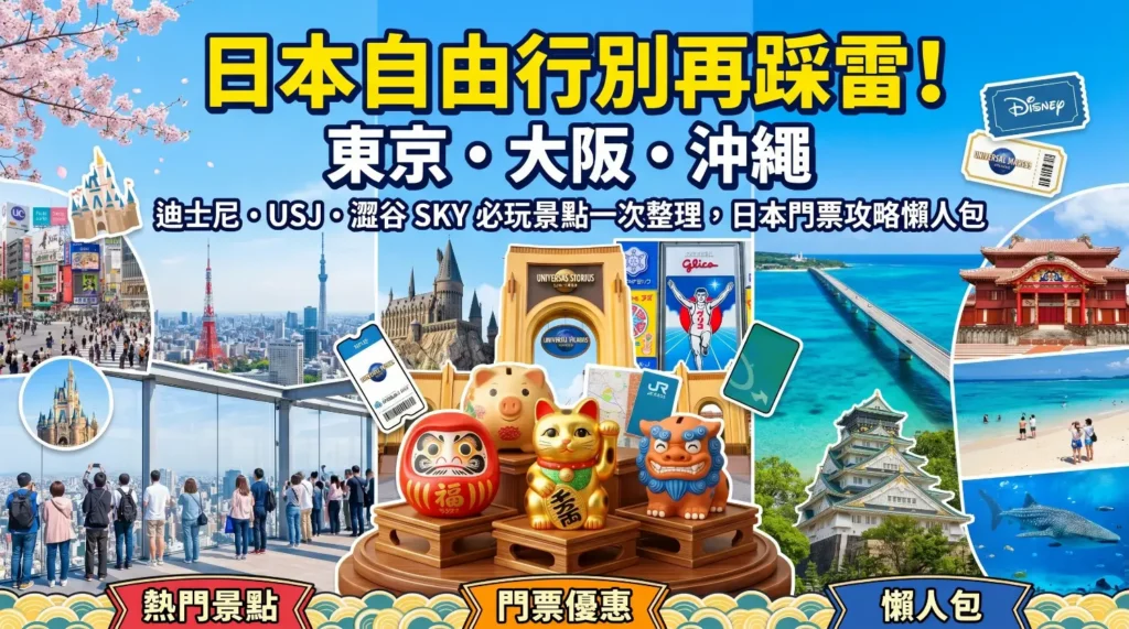 東京大阪沖繩自由行別再踩雷！迪士尼、USJ、澀谷 SKY 必玩景點一次整理，日本門票攻略懶人包